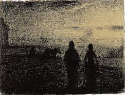 Seurat black and white drawing
